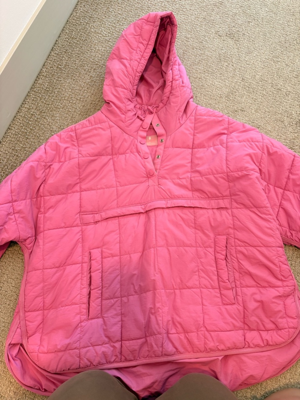 FREE PEOPLE Pink Quilted Hooded Pullover Jacket